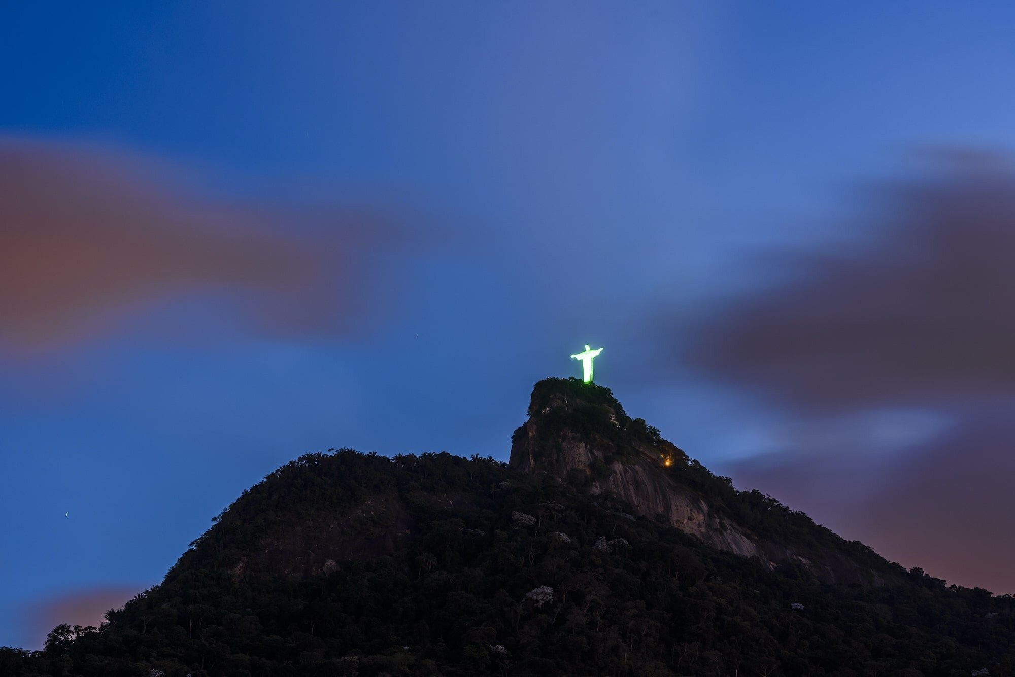 Christ the Redeemer at night