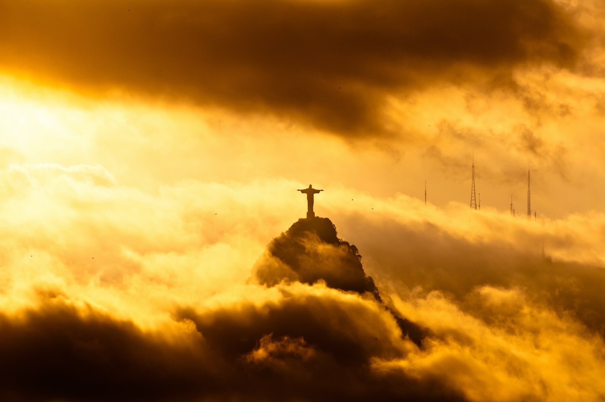 Christ the Redeemer in the clouds around Rio