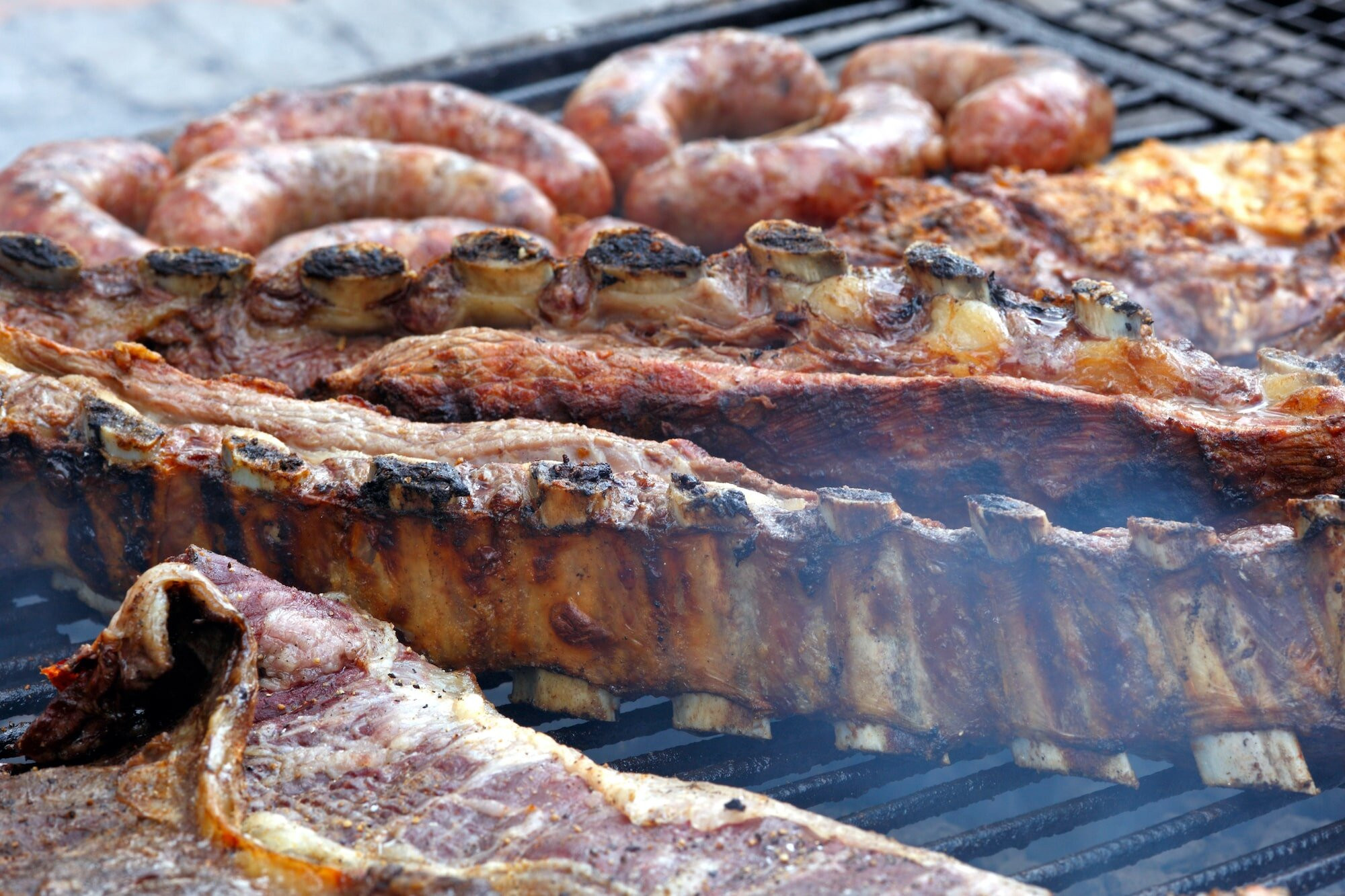 Beef being cooked in Argentina